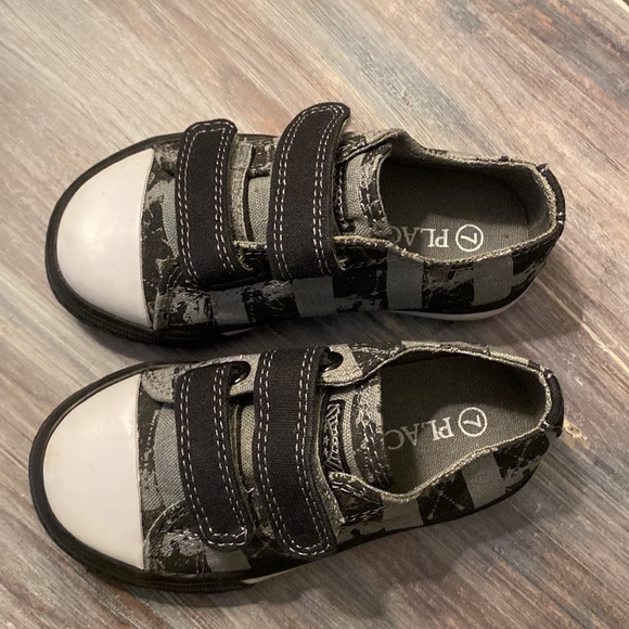 Black and Gray Striped Rocker Sneakers with Velcro straps - Picture 2 of 7